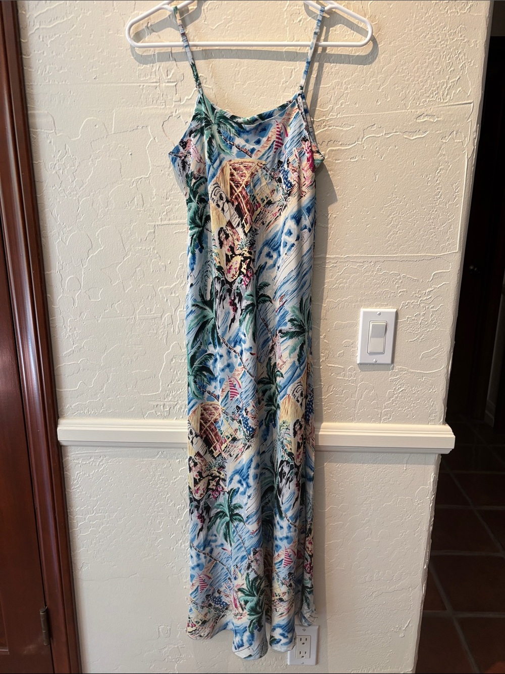 Avanti Silk Tropical Print Slip Maxi Dress